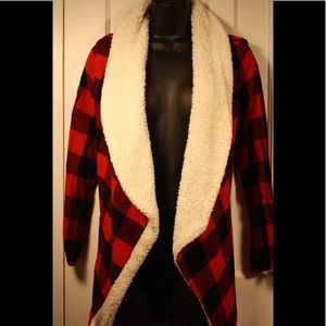 • No Boundaries • Red & Black Fur Cardigan Flannel